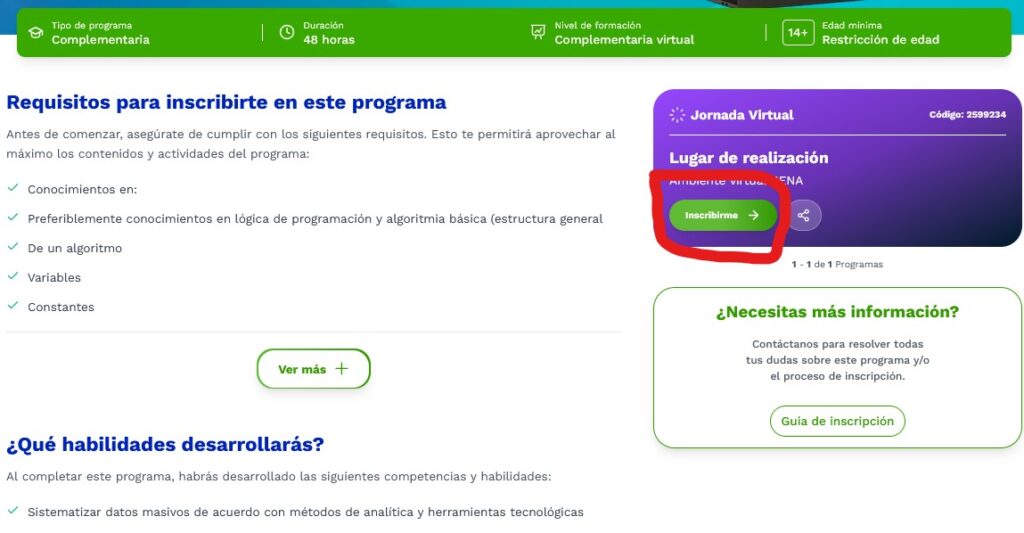 botón inscribirme en betowa sena